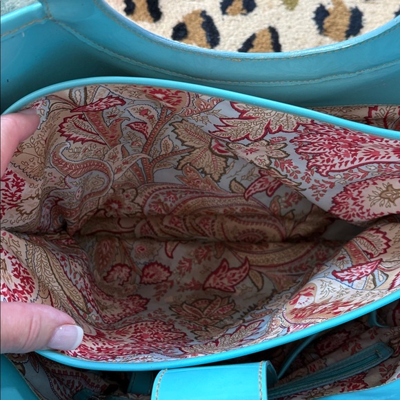 Maxx New York Turquoise Tote Bag with Circular Handle - Picture 7 of 8